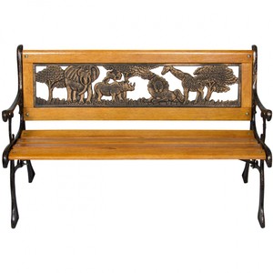 Mini Patio Park Bench With Safari Animal Accents Kids Sized Resin