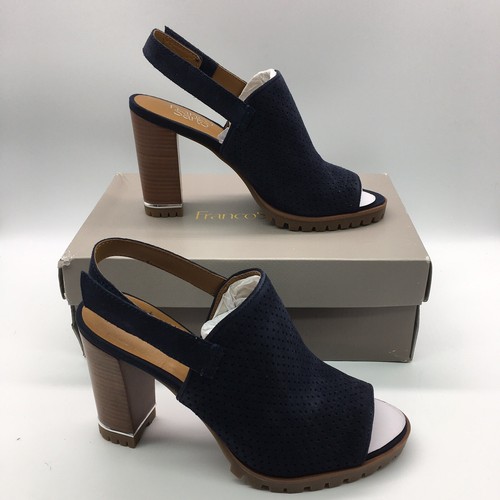 Franco Sarto Austin Navy Blue Suede Perforated Lug High Heel Sandals Size  7.5 748149122398 | eBay