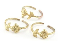 Rose Adjustable Ring Raw brass (16mm 5US inner size) 4034