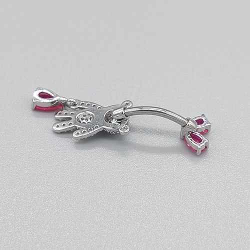 Belly Bars Button Piercing Bar Dangle Navel Body Jewellery Gem Ring Silver Gift - Picture 6 of 7