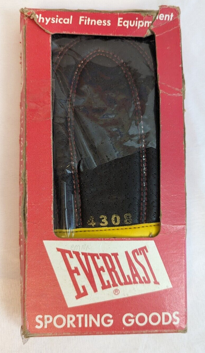 VTG Everlast 4308 Leather Speed Bag Boxing Gloves Black Red USA w