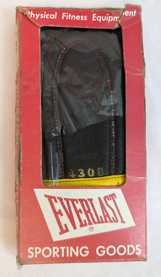 VTG Everlast 4308 Leather Speed Bag Boxing Gloves Black Red USA w