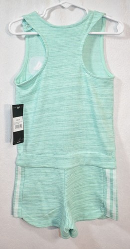 Adidas Romper Green Shorts Size 5 Sleeveless Racerback Girl's - Picture 2 of 7