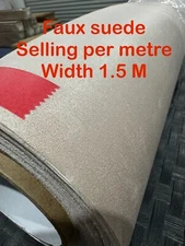 Beige Self Adhesive Faux Suede Fabric Wrap Sticker Felt Stretch for Car Interior