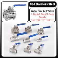 304 Stainless Steels Ball Valve Female Water Pipe Fitting 1/4"-3/8"-1/2"-3/4"-1