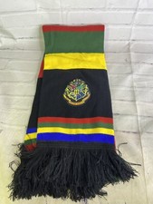 Harry Potter Crest Logo Multicolor Striped Winter Scarf with Fringe Adult Unisex