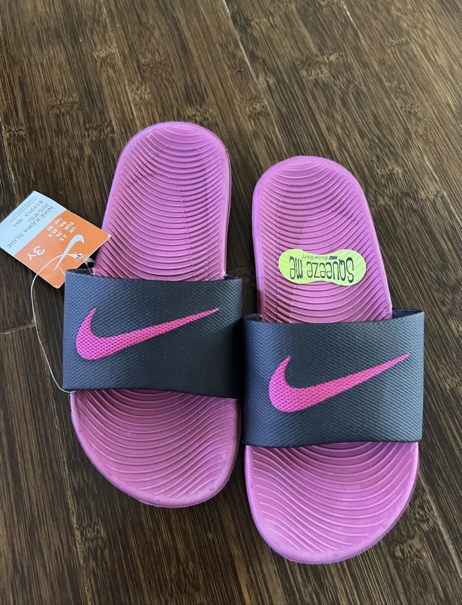 innovación ceja Lucro Nike Kawa Slide GS/PS NEW Size 3Y Pink Black Sandals SolarSoft, New without  Box | eBay