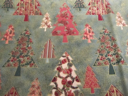 Cotton Fabric Christmas Trees Red Green With Gold Metallic Springs Creative 1yd