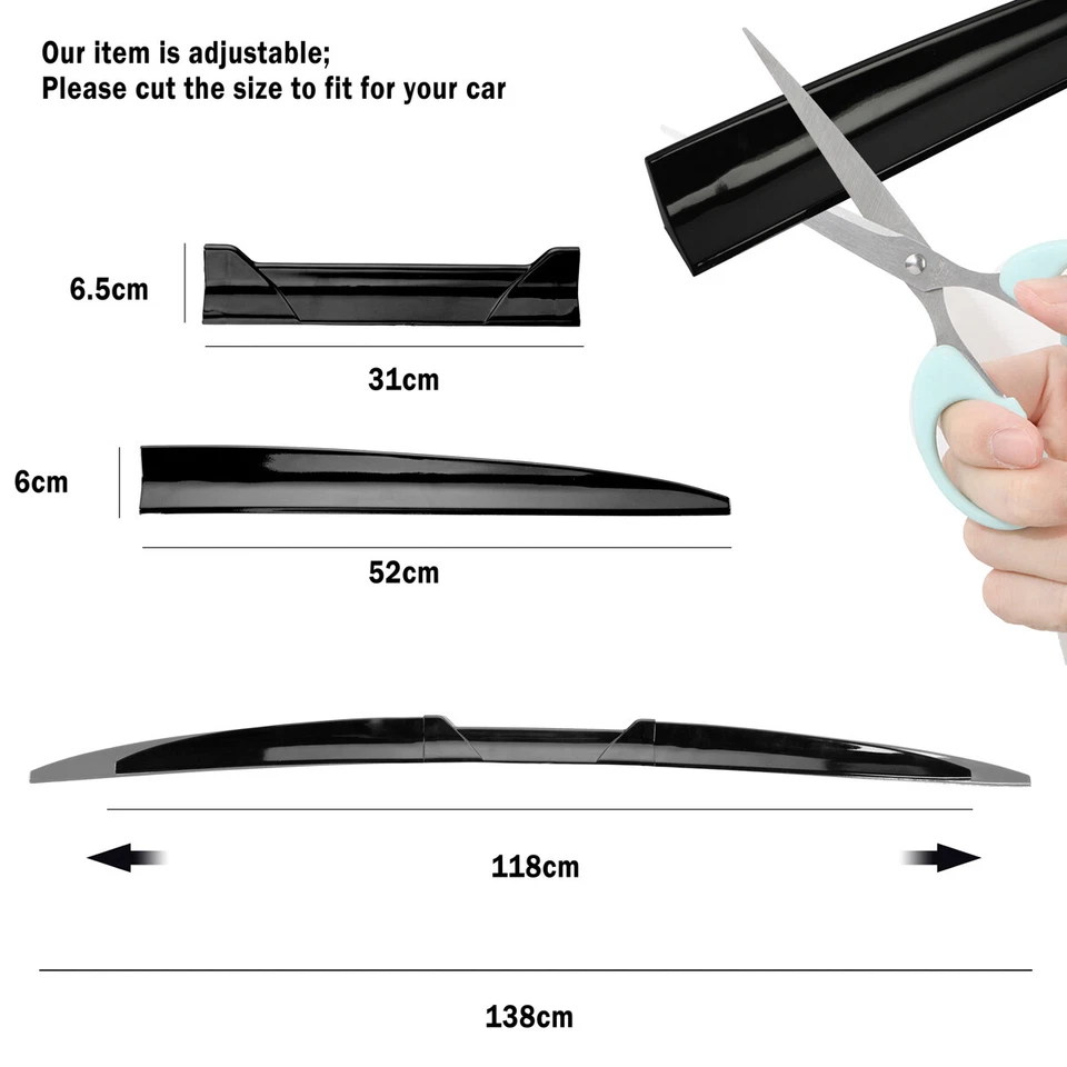 For Audi A3 A4 A5 A6 A7 Quattro Glossy Black Sedan Rear Trunk Spoiler Wing Lip - Image 4 of 4