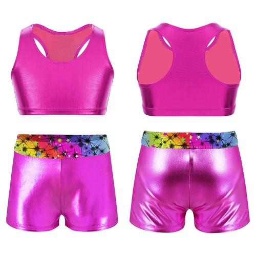 Girls Kids Training Dancing Sets Street Teens Hip Hop Sleeveless Dancewear - Picture 43 of 49