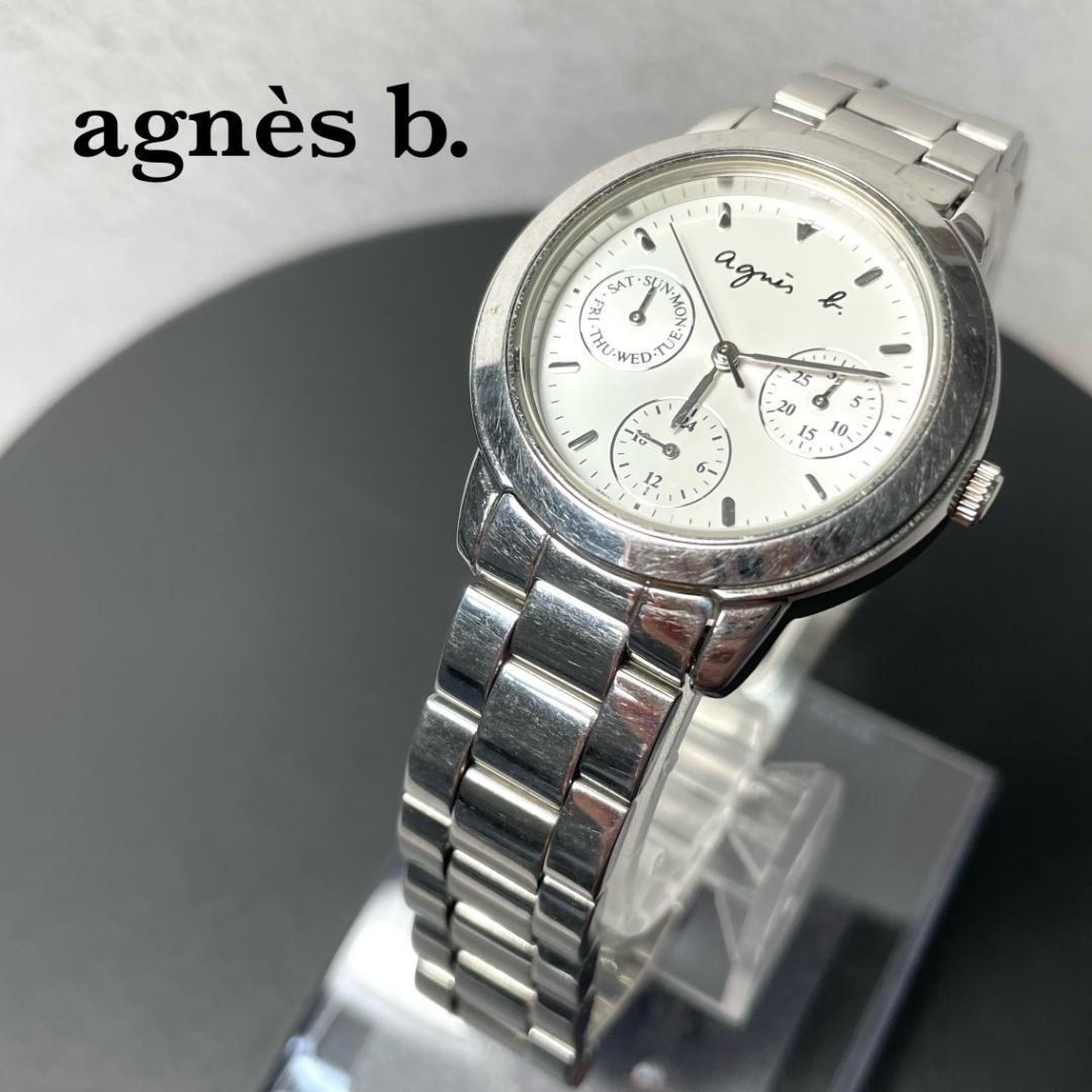 ゆりな　　　　　　　　　　　　　　【Ｖｉｎｔａｇｅ９０’ｓ】ａｇｎｅｓ ｂ Agnes B. Analog Quartz Women Watch Silver Date And Day 24