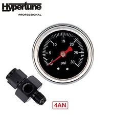 Liquid 0-30psi Fuel Pressure Gauge Regulator Gauge 1/8" NPT W/ 4AN Adapter