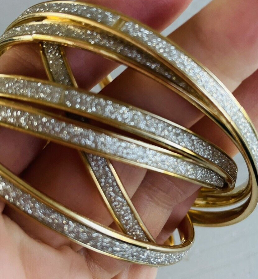 Steve Madden Six Interlocking Bangle Bracelets Go… - image 10