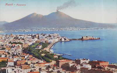 Italien ~ Napoli Panorama-Vesuvius Volcano Postkarte