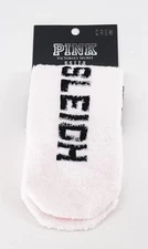 New Victoria's Secret PINK "Sleigh What" Pink Fuzzy Crew Socks