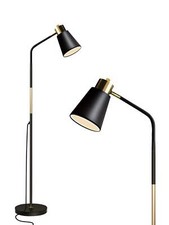 Industrial Floor Lamp Rustic Standing Lamp Adjustable Metal Head Black Finish