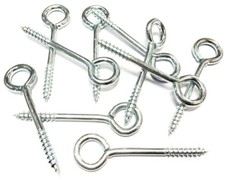 10 - Zinc Plated Steel Vine Eyes 75mm (3") Pack Of 10, 12g Screw Eyes, Garden