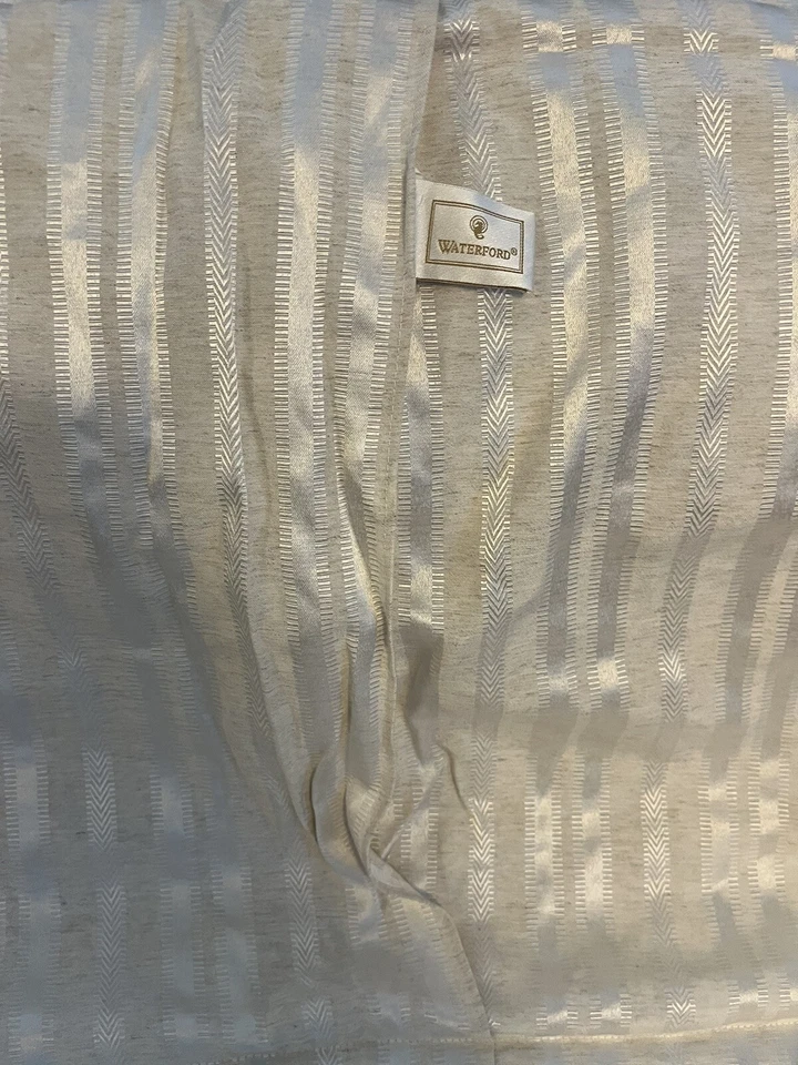 WATERFORD Fine Linens PAISLEY JACQUARD STRIPE CREAM Beige EURO PILLOW SHAMS - Image 4 of 4