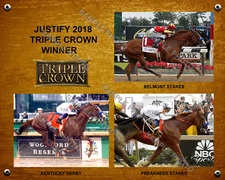 JUSTIFY 2018 TRIPLE CROWN WINNER DERBY PREAKNESS BELMONT 8X10 PHOTO COLLAGE 