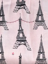Paris Valentine Eiffel Tower Pink Fabric by Michael Miller 2 1/2 yards  x 44" w