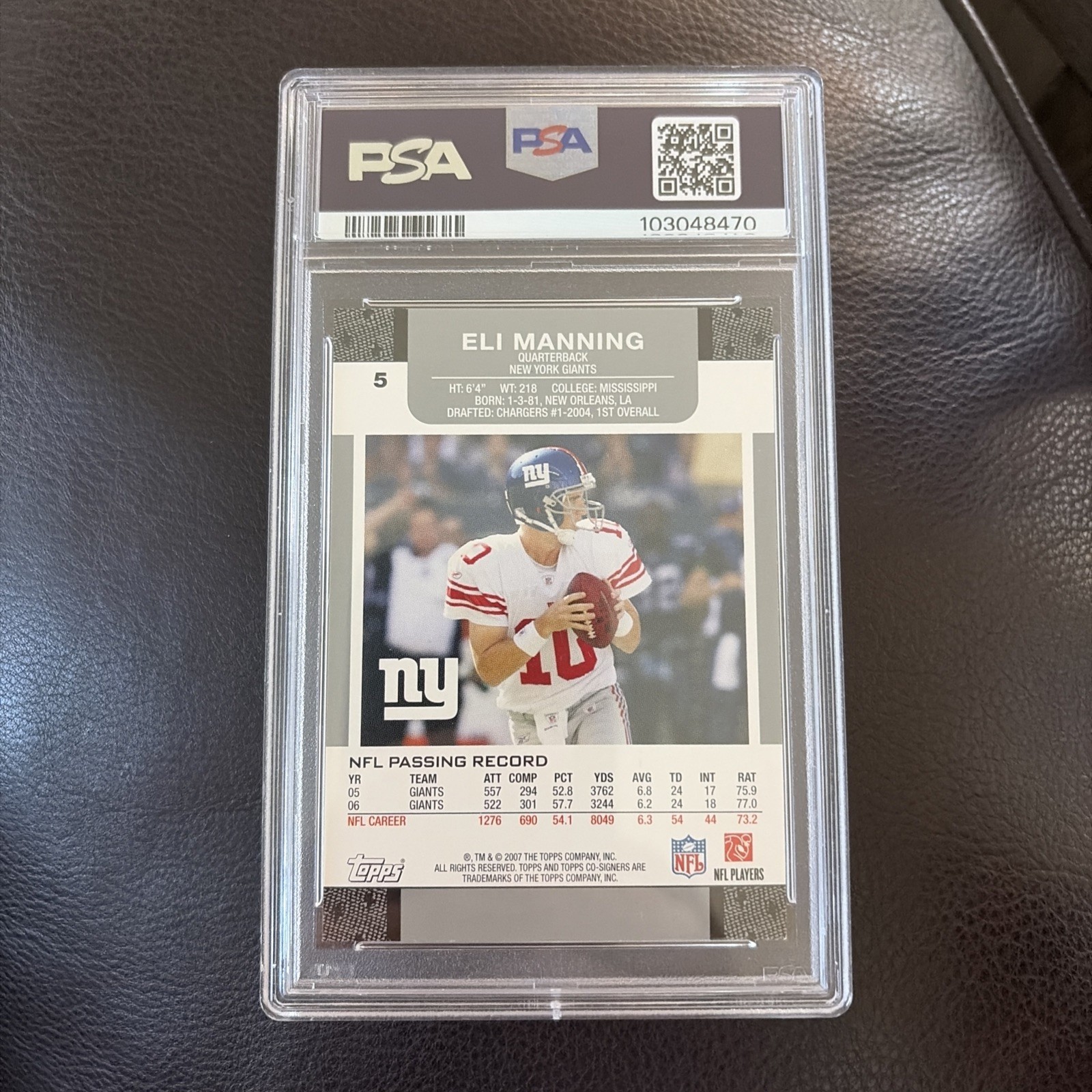 2007 Topps Co-Signers - Eli Manning #5 “SORRY TOM! SB XLII MVP”  1/1? view 2