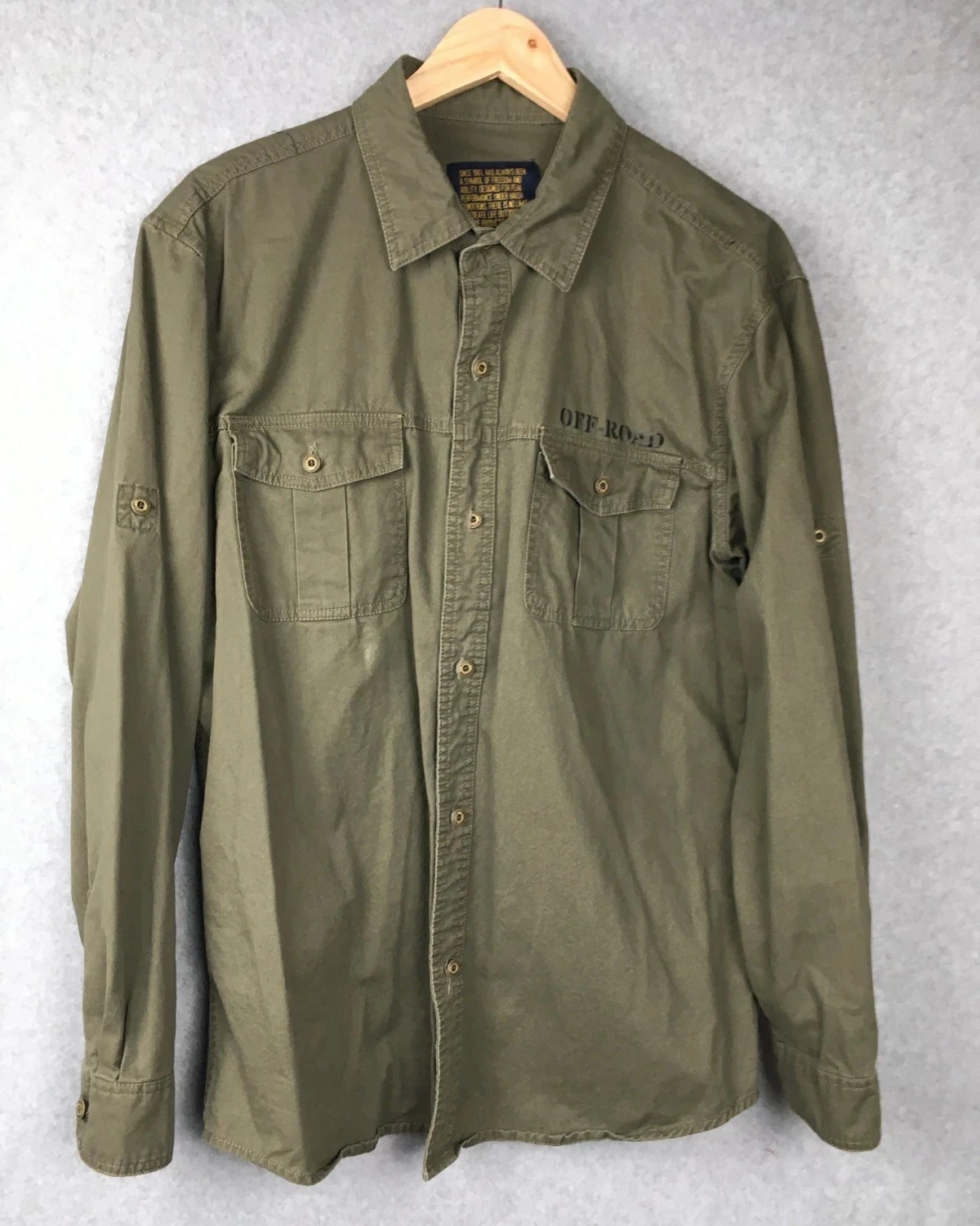 Outdoor Utility Button Up Shirt Mens 3XL Olive Green Long Sleeve Off Road