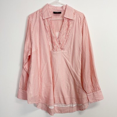 Lane Bryant Shirt Womens 18/20 Striped Metallic Long Sleeve Blouse Top Plus Size