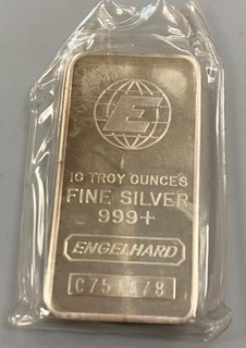Engelhard 10 Troy Ounce 999 Fine Silver Bar C751178 in plastic L25478