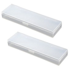 White Plastic Pencil Boxes Stationery Box Storage Case Pack of 2 for Pencil, ...