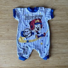 Rare Vintage 90s Disney Baby Mickey Mouse Pinstripe Baseball Romper 3-6 months