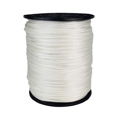 3/16'' Nylon Rope, Solid Braid Utility 500 X 500 Ft Spool, White