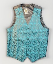 DiBanGu Men  s Paisley Formal Suit Vest Waistcoat Blue Black Size M NWT 1316