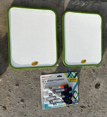 2 Handheld CRAYOLA Dry Erase Whiteboard 8'' x 11'' New Markers