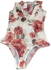 Women's Bodysuit Floral Mesh White Size L See Thorough