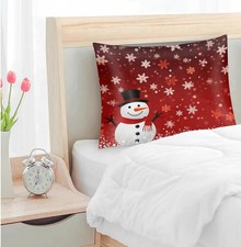 Satin Pillowcase for Hair and Skin, Red Christmas Snowman