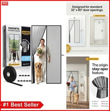 Magnetic Screen Door 34x81 Inches Self Sealing Mesh Hands Free Bug Insect