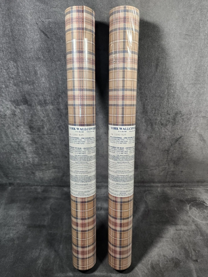 Винтажные новые из старых запасов York обои в клетку/KN 1390 R25/USA/70 кв. футов - Изображение 2 из 4