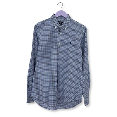 Chemise Ralph Lauren à Carreaux Bleu Et Blanc Slim Fit Coton - Taille M Homme - Photo 1/4