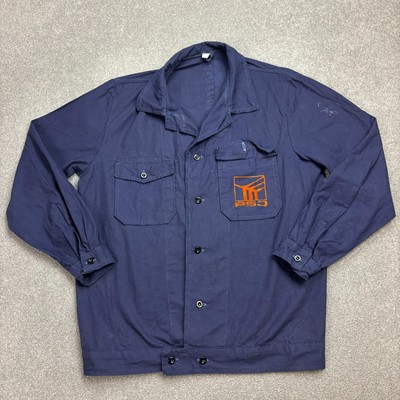French Jacket Adult Large Blue VTG Workwear Utility Canvas Chore Outdoor Men
