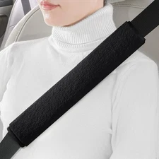 LACDL Extra Long Seatbelt Cover Super Soft Furry for 13in - 2pcs, Black 