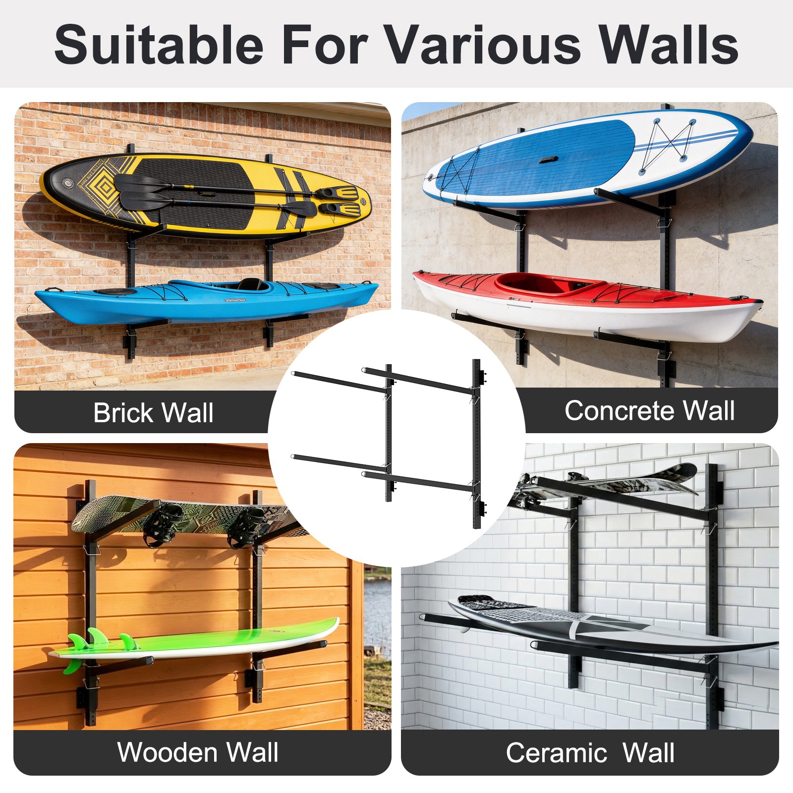Heavy-Duty kayak Storage Rack 2 / 4Tiers Adjustable Space-Saving Storage