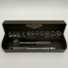 SK Tools The Sherman-Klove Juego de 13 Piezas Enchufes De Colección Chicago Caja de Metal Usado