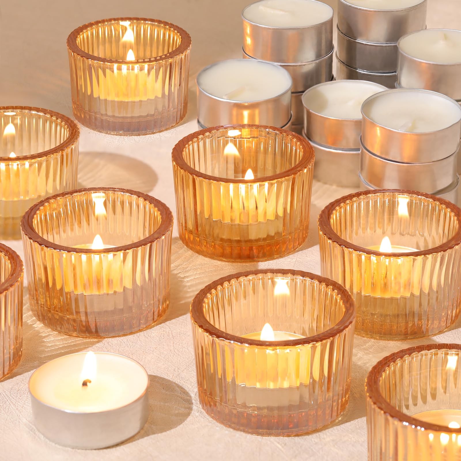 S With 18pcs Tealights, Glass Votive Candle...