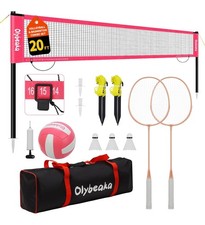 20ft Outdoor Volleyball Badminton Combo Net Set for Backyard Beach with Adj...
