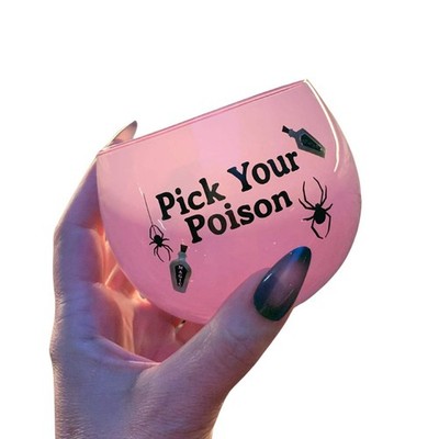 Slant Collections Pick Your Poison Roly Poly Tinted Glass in Pink 13 oz. NWT