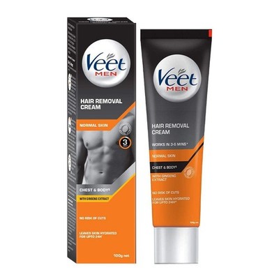 Veet Hair Removal Cream for Men, Normal Skin Quick Back Chest Arm Legs Body 100g