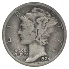 VG+ 1928-D Mercury 90% Silver Dime *4055