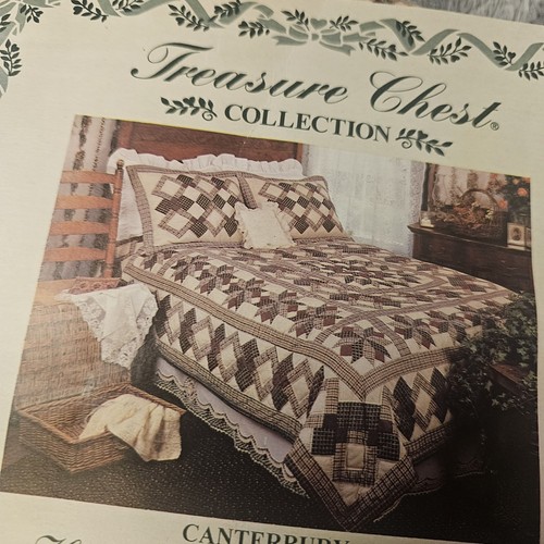 VTG NOS Treasure Chest Quilted Pillow Sham Canterbury Nine Patch Grandmothercore - Picture 6 of 19