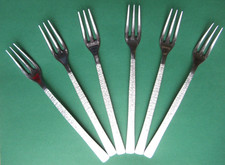 VINERS STUDIO Bark Effect: Six Table Forks, Dinner Forks (20cm) Super Condition