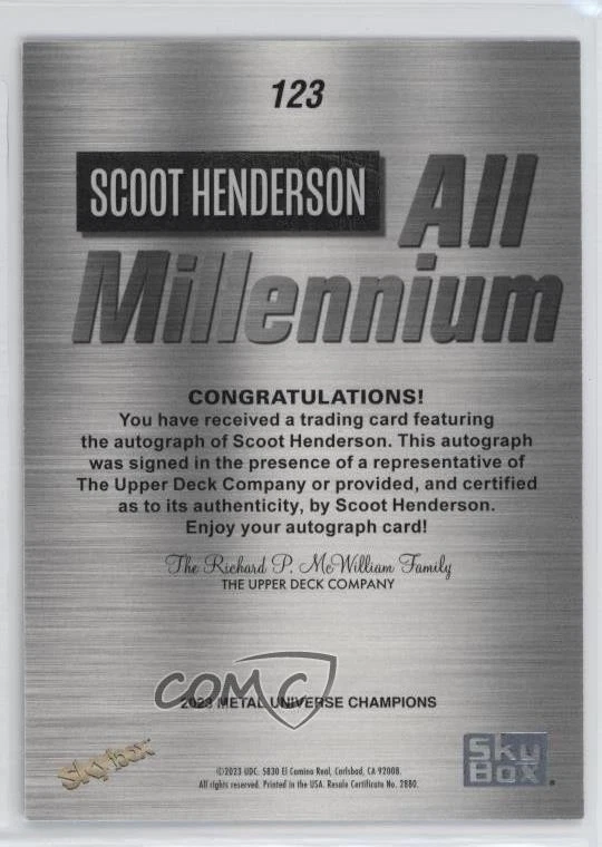 2023 Skybox Metal Universe Champions Silver Scoot Henderson #123 Rookie Auto RC - Image 2 of 2
